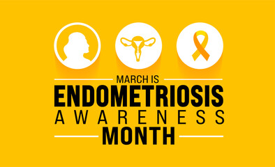 March is Endometriosis Awareness Month background template. Holiday concept. use to background, banner, placard, card, and poster design template with text inscription and standard color. vector - obrazy, fototapety, plakaty