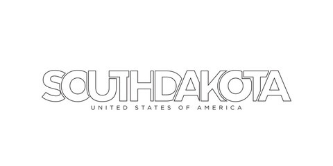 South Dakota, USA typography slogan design. America logo with graphic city lettering for print and web.