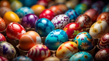 Fototapeta na wymiar arranged colored eggs for Easter