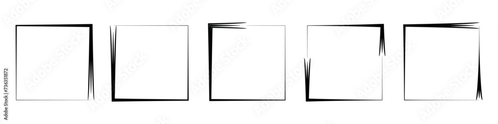 Poster grunge brush outline frames border set. rectangle pencil frames border elements. hand drawn sketch b