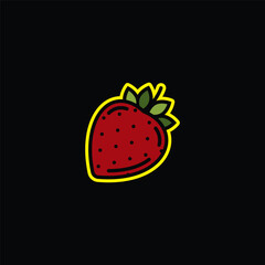Original vector illustration. Contour icon of ripe strawberries.