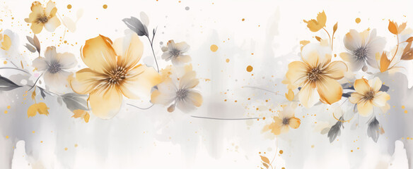 Watercolor floral background. Hand painted watercolor flowers on white background.