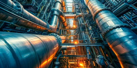 Foto auf Alu-Dibond Industrial with pipelines background, backdrop, industry zone, oil refinery plant © Jira
