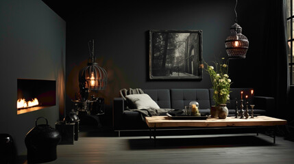 A clear charcoal gray wall, creating a modern and sophisticated ambiance without any distractions.