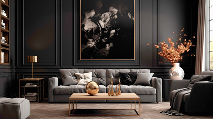 A clear charcoal gray wall, creating a modern and sophisticated ambiance without any distractions.
