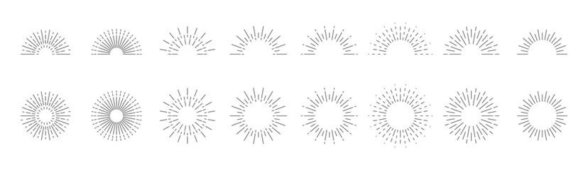 Sunburst collection isolated. Star, firework explosion, logo, emblem, tag template. Sun ray shapes. PNG