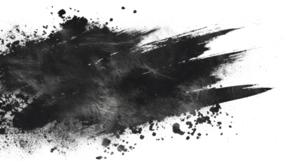 black grainy texture of old surface or powder isolated on transparent png