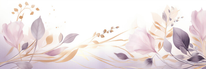 Floral background with hand drawn flowers and leaves.