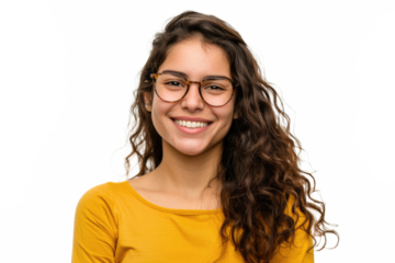 Young Uruguayan woman happy and smiling isolated