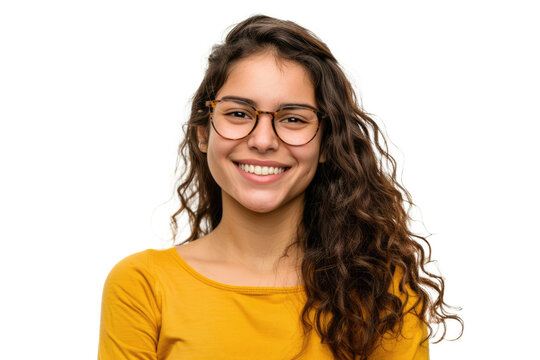 Young Uruguayan woman happy and smiling isolated