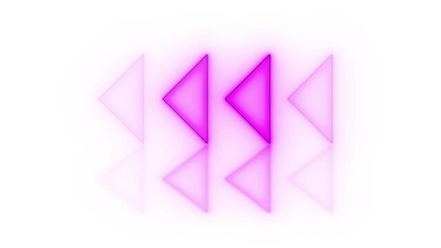 Directional arrow pink color neon glowing animated white background