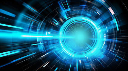 Abstract background of advanced technology navy and cyan circle, portal or pathway with futuristic modern digital technological design
