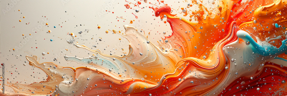 Poster colorful paint splashes. abstract background. 3d rendering.