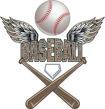 Baseball logo: base, mitt, baseball ball