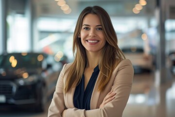 Luxury car sales expert in upscale showroom, providing top-notch service in auto dealership.