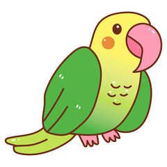 green parrot cartoon doodle