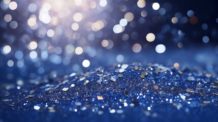 Abstract background of light refracting, glittery and shiny, dark navy and silver scrapes, dusts or fragments