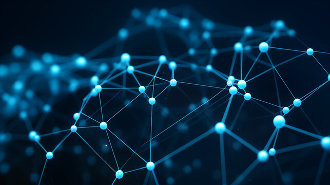 Line and dots shaped blue abstract background, fluid networks, represents data stream and connection of advanced technology