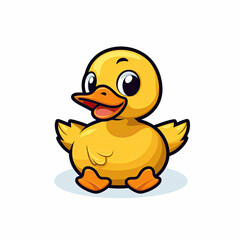 Duck cartoon vector icon flat logo illustration. animal nature icon concept isolated premium vector
