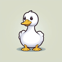 Duck cartoon vector icon flat logo illustration. animal nature icon concept isolated premium vector