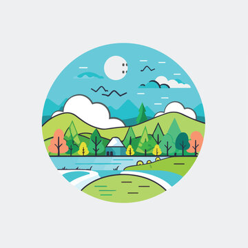 Environment in cartoon, doodle style. Image for t-shirt, web, mobile apps and ui. Isolated 2d vector illustration in logo, icon, sketch style, Eps 10. AI Generative