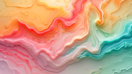 abstract background of the colorful acrylic paint in the form of waves