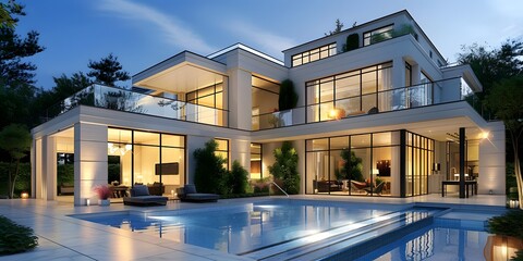 Night Scene Hotel Swimming Pool