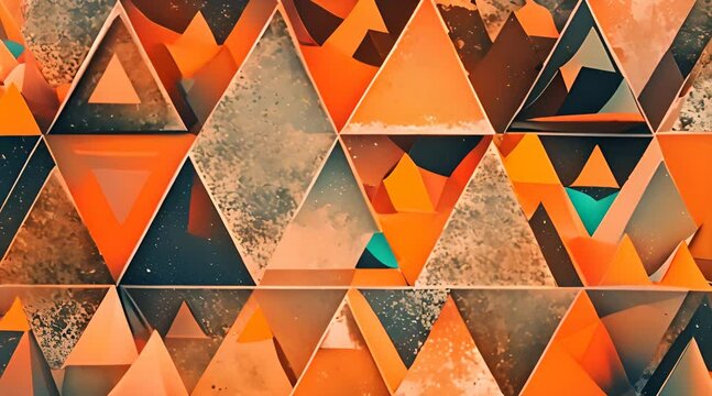 Abstract geometric background with overlapping orange and brown triangles