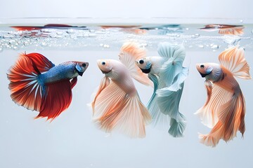 Amidst the Transparent Confines: Beautiful Betta Fish Flourish in the Aquarium