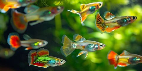 Serene and picturesque, a pond comes alive with the beauty guppy and grace of dancing lotus blossoms