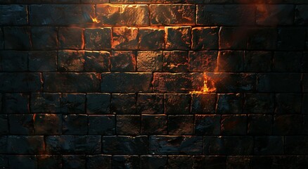Brick wall brick wall template with fire sprites background generated by ai