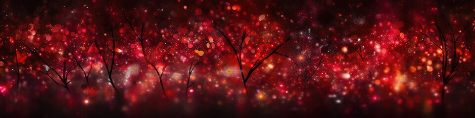 Red Abstract Panoramic Background With Glowing And Bokeh , Pattern For Holyday Design - 736370807