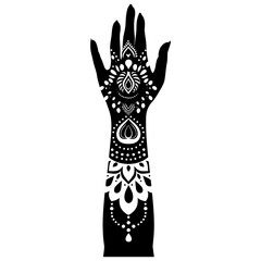 Silhouette wrist with henna tattoo mandala tattoo black color only