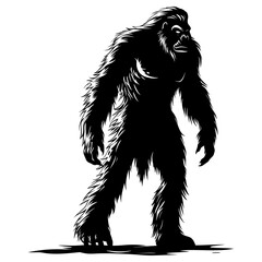 Silhouette Yeti the Mythical Creature ancient beast black color only