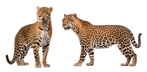 Two leopard couple on isolated background