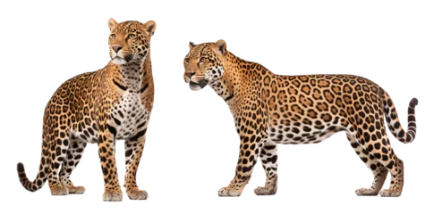 Zelfklevend Fotobehang Luipaard Two leopard couple on isolated background