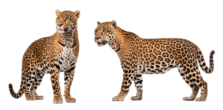 Two leopard couple on isolated background