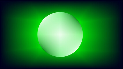 Glowing green light orb like a moon over glowing bright green gradient background