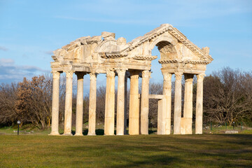 Fototapeta na wymiar Monumental Gate in the Ancient City of Aphrodisias, (Tetrapylon)