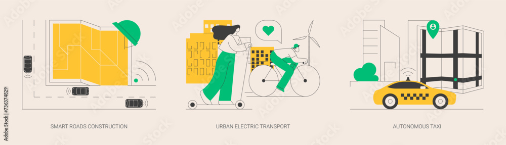 Wall mural iot city transport abstract concept vector illustrations.