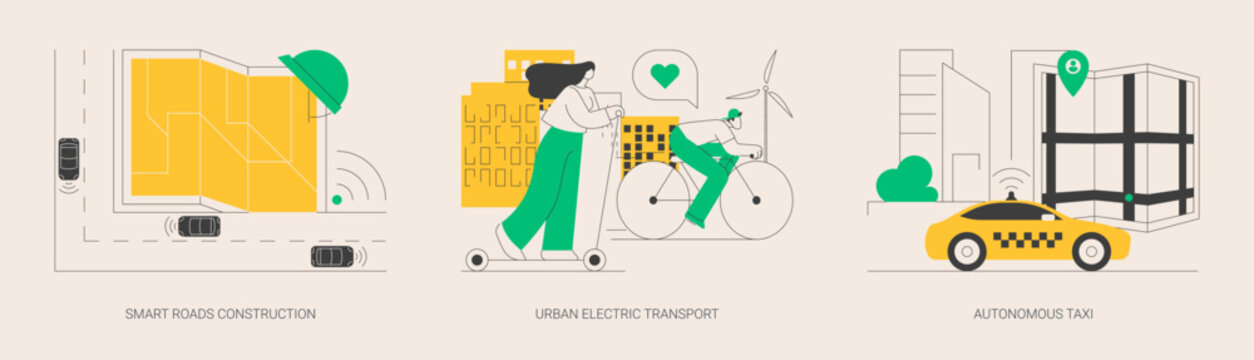 IoT city transport abstract concept vector illustrations.