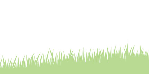 Green grass banner, flat vector illustration, lawn border design isolated