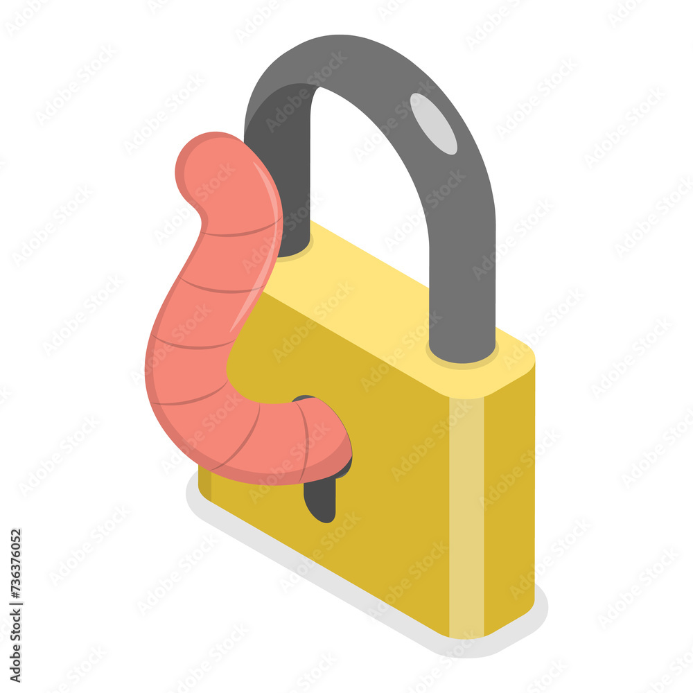 Poster 3d isometric flat set of hacker icons. item 7
