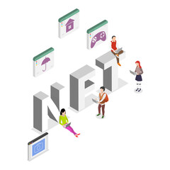 3D Isometric Flat  Illustration of NFT. Item 3