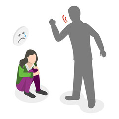 3D Isometric Flat  Illustration of Sychology or Psychiatric Poblem. Item 6