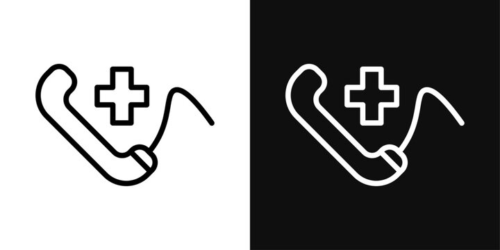 Ambulance call icon set. Vector illustration