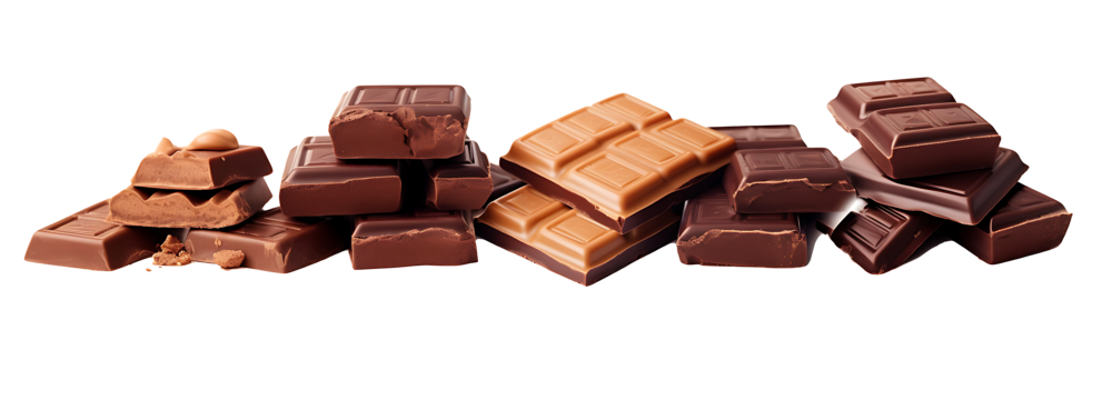 Transparent PNG available Set of Chocolate Pieces/Bar Isolated PNG