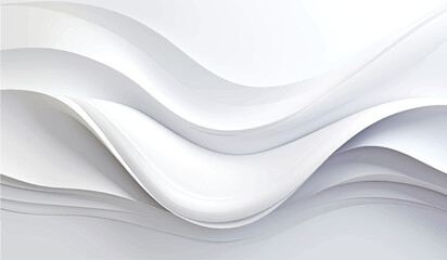 3D Abstract White Interior Background with Wavy Wall
