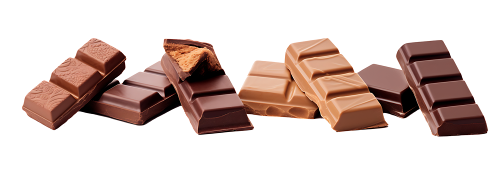 Transparent PNG available Set of Chocolate Pieces/Bar Isolated PNG