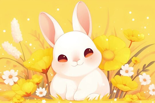 Happy Easter rabbit, bunny, animal, cartoon, cute, card